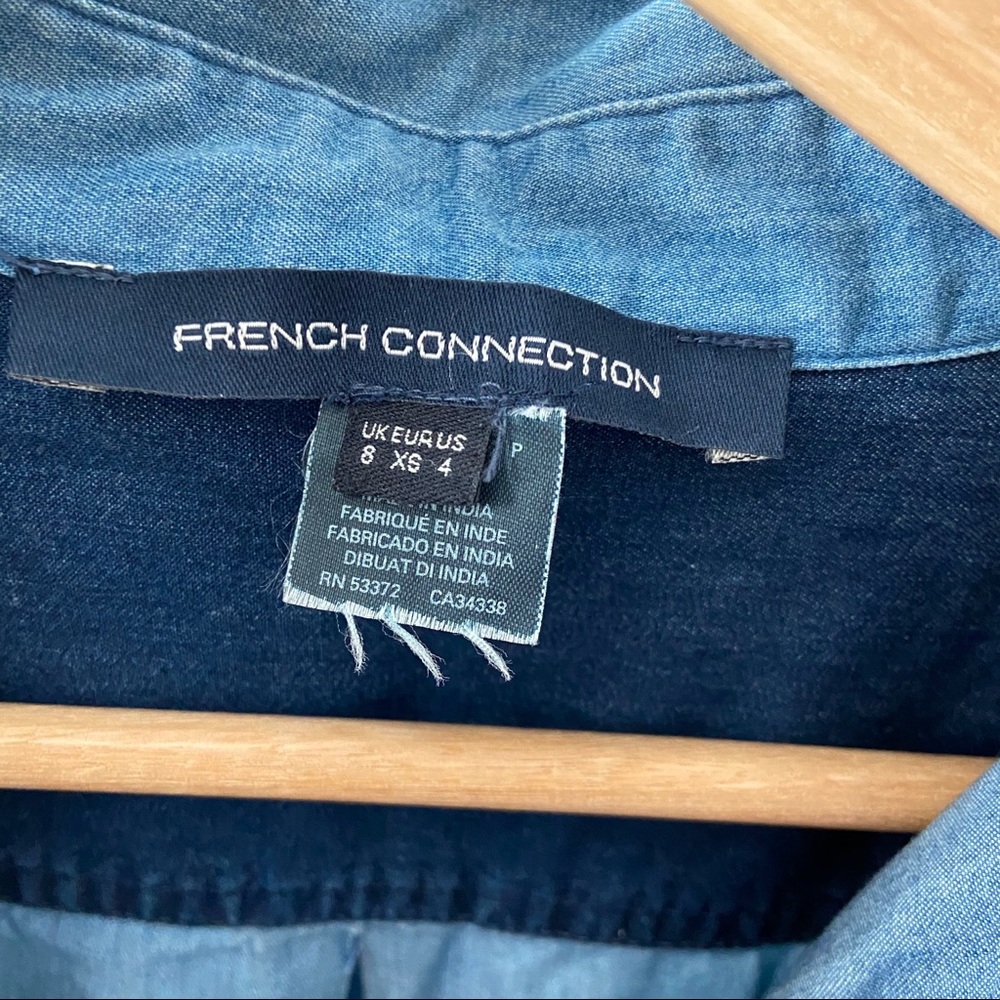 French Connection Chambray Blue Button Down Top - image 5